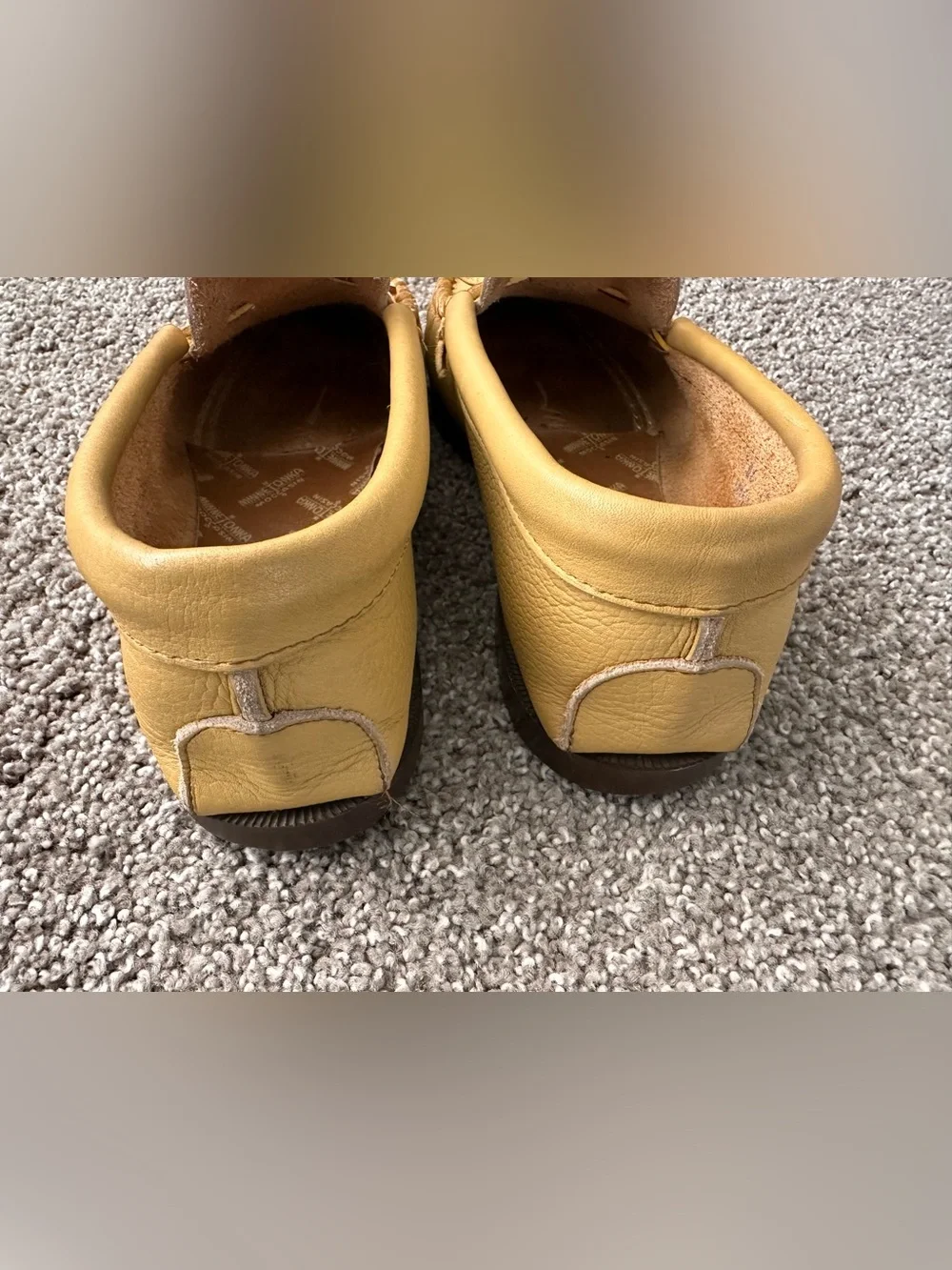 Minnetonka Mustard Leather Moccasin Loafers